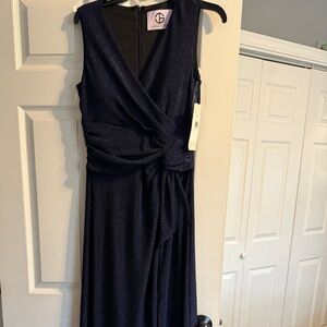 JS Collections Elegant blue shimmer Sleeveless Dress